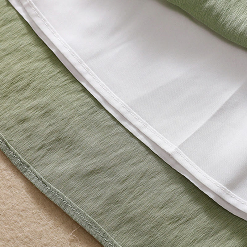 Buddha Stones Lässiger Damen-Rock aus Baumwolle und Leinen in Kontrastfarbe mit Plissee und Schnürung in der Länge 7–8 - image 33