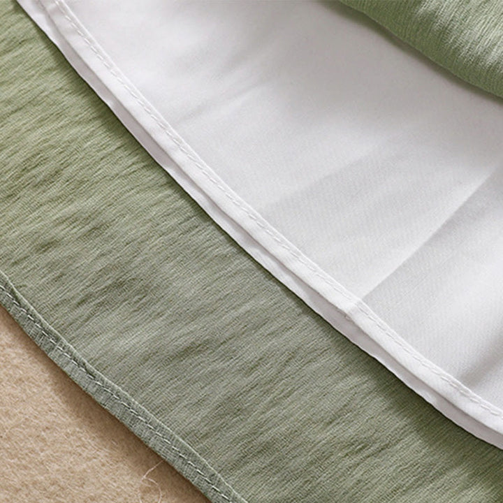 Buddha Stones Lässiger Damen-Rock aus Baumwolle und Leinen in Kontrastfarbe mit Plissee und Schnürung in der Länge 7–8 - image 33