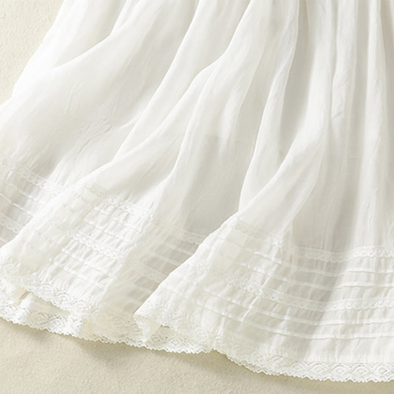 Buddha Stones Sommer-Rock aus einfarbigem Baumwollleinen mit Kordelzug und Spitze und Patchwork-Design für Damen in 7-8 Länge - image 17