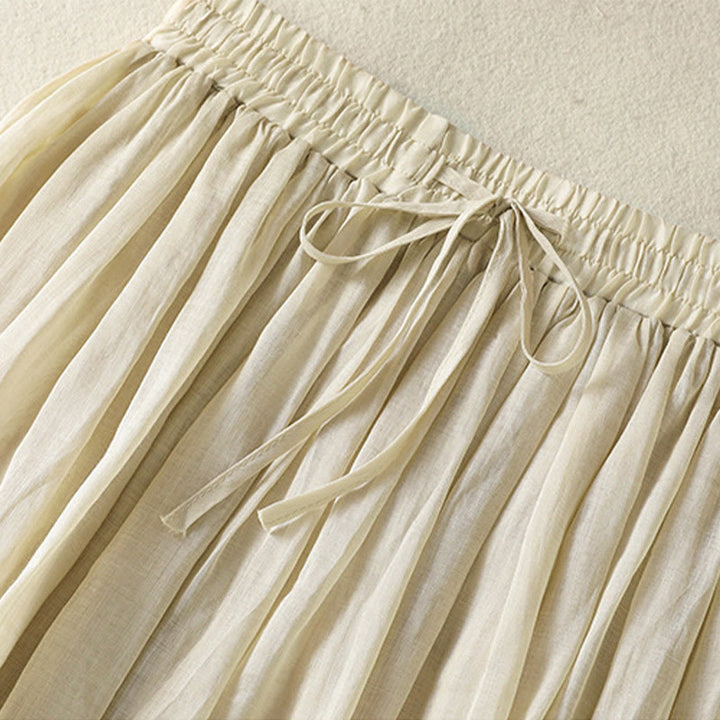 Buddha Stones Sommer-Rock aus einfarbigem Baumwollleinen mit Kordelzug und Spitze und Patchwork-Design für Damen in 7-8 Länge - image 30