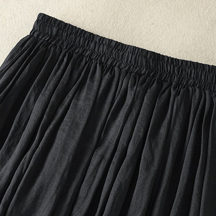 Buddha Stones Sommer-Rock aus einfarbigem Baumwollleinen mit Kordelzug und Spitze und Patchwork-Design für Damen in 7-8 Länge - image 24