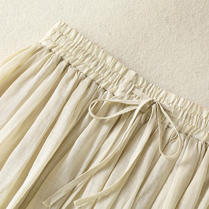 Buddha Stones Sommer-Rock aus einfarbigem Baumwollleinen mit Kordelzug und Spitze und Patchwork-Design für Damen in 7-8 Länge - image 31