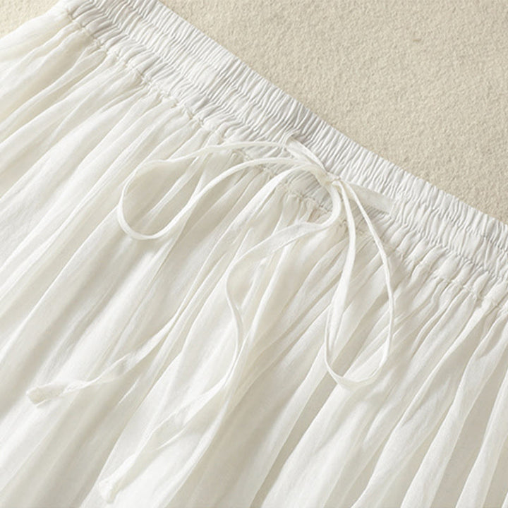 Buddha Stones Sommer-Rock aus einfarbigem Baumwollleinen mit Kordelzug und Spitze und Patchwork-Design für Damen in 7-8 Länge - image 14