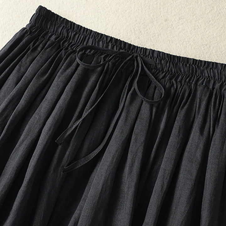 Buddha Stones Sommer-Rock aus einfarbigem Baumwollleinen mit Kordelzug und Spitze und Patchwork-Design für Damen in 7-8 Länge - image 22