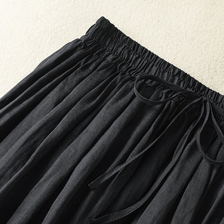 Buddha Stones Sommer-Rock aus einfarbigem Baumwollleinen mit Kordelzug und Spitze und Patchwork-Design für Damen in 7-8 Länge - image 23