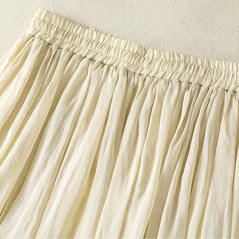 Buddha Stones Sommer-Rock aus einfarbigem Baumwollleinen mit Kordelzug und Spitze und Patchwork-Design für Damen in 7-8 Länge - image 32