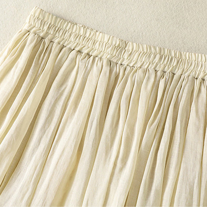 Buddha Stones Sommer-Rock aus einfarbigem Baumwollleinen mit Kordelzug und Spitze und Patchwork-Design für Damen in 7-8 Länge - image 32