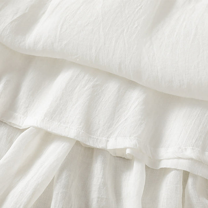 Buddha Stones Sommer-Rock aus einfarbigem Baumwollleinen mit Kordelzug und Spitze und Patchwork-Design für Damen in 7-8 Länge - image 18