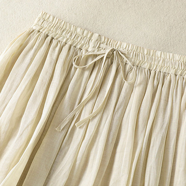 Buddha Stones Sommer-Rock aus einfarbigem Baumwollleinen mit Kordelzug und Spitze und Patchwork-Design für Damen in 7-8 Länge - image 29