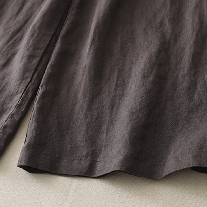 Buddha Stones Lässige Damenhose aus Baumwolle mit weitem Bein und Colorblock-Kordelzug und Taschen