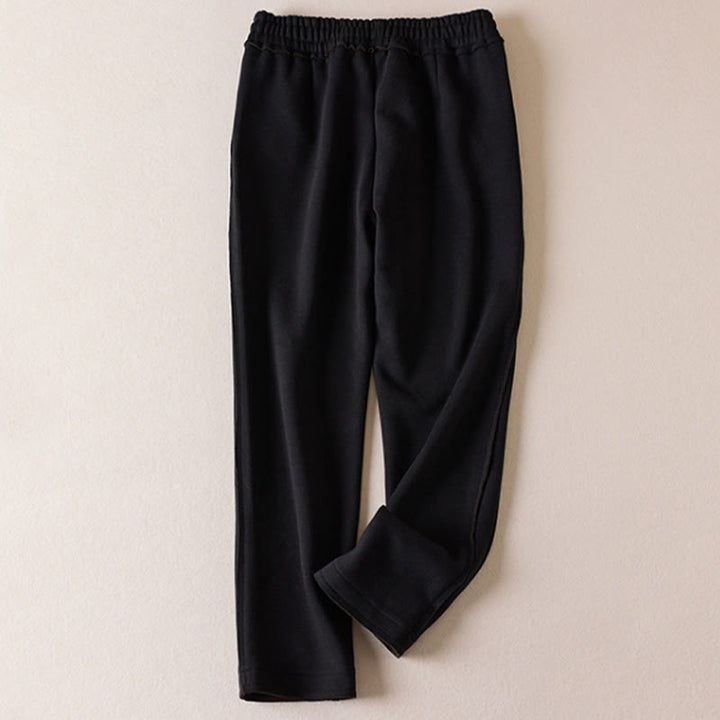 Buddha Stones Lässige Damenhose aus Baumwolle mit weitem Bein und Colorblock-Kordelzug und Taschen