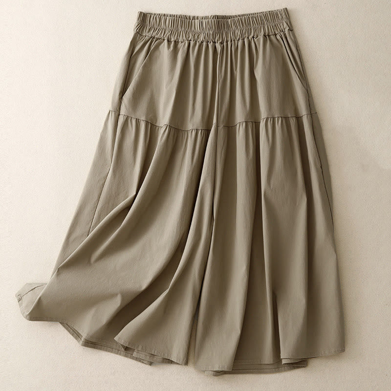 Buddha Stones Lässige, lockere, schlichte Damenhose aus elastischer Baumwolle in der Länge 7–8 mit weitem Bein und Taschen - Bräunen - US 8-10, UK/AU 12-14, EU 40-42 (2XL) - image 0