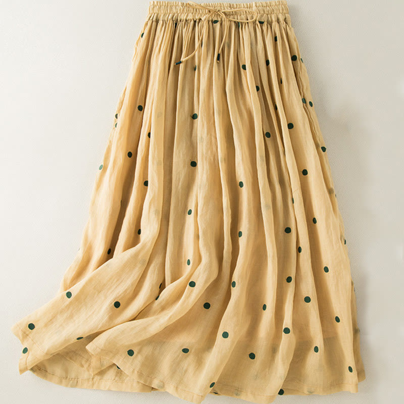 Buddha Stones Künstlerischer Vintage-Punktmuster-Faltenrock für Damen - Gelb - US 8-10, UK/AU 12-14, EU 40-42 (2XL) - image 23