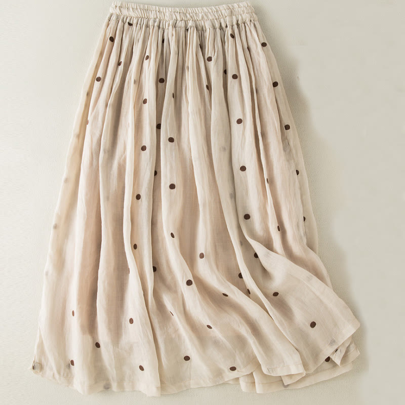 Buddha Stones Künstlerischer Vintage-Punktmuster-Faltenrock für Damen - image 1