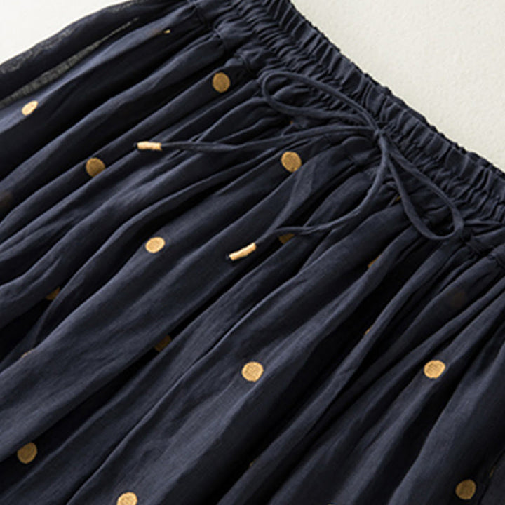 Buddha Stones Künstlerischer Vintage-Punktmuster-Faltenrock für Damen - image 16