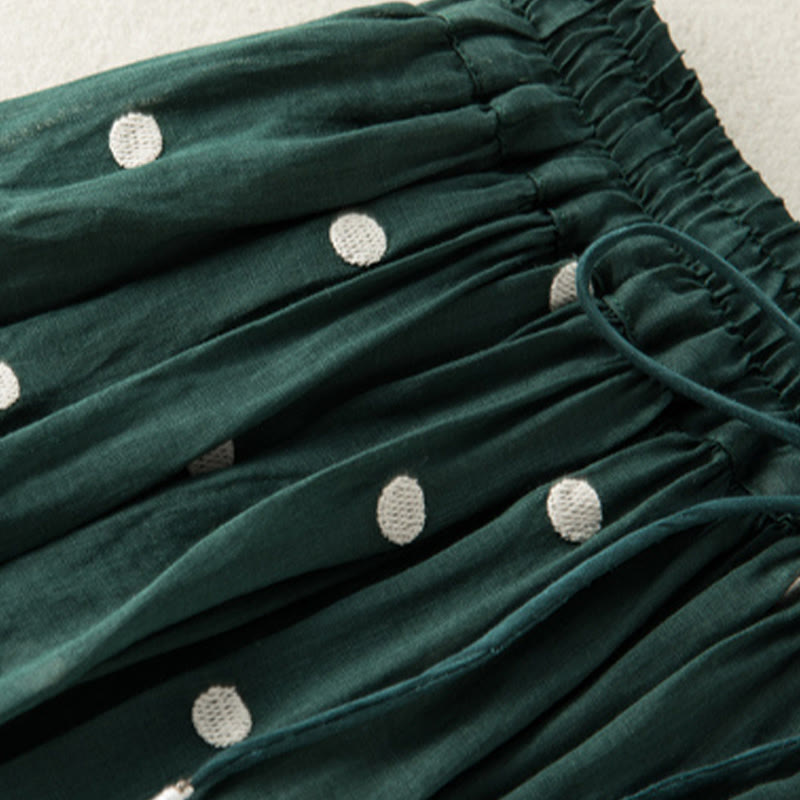 Buddha Stones Künstlerischer Vintage-Punktmuster-Faltenrock für Damen - image 11