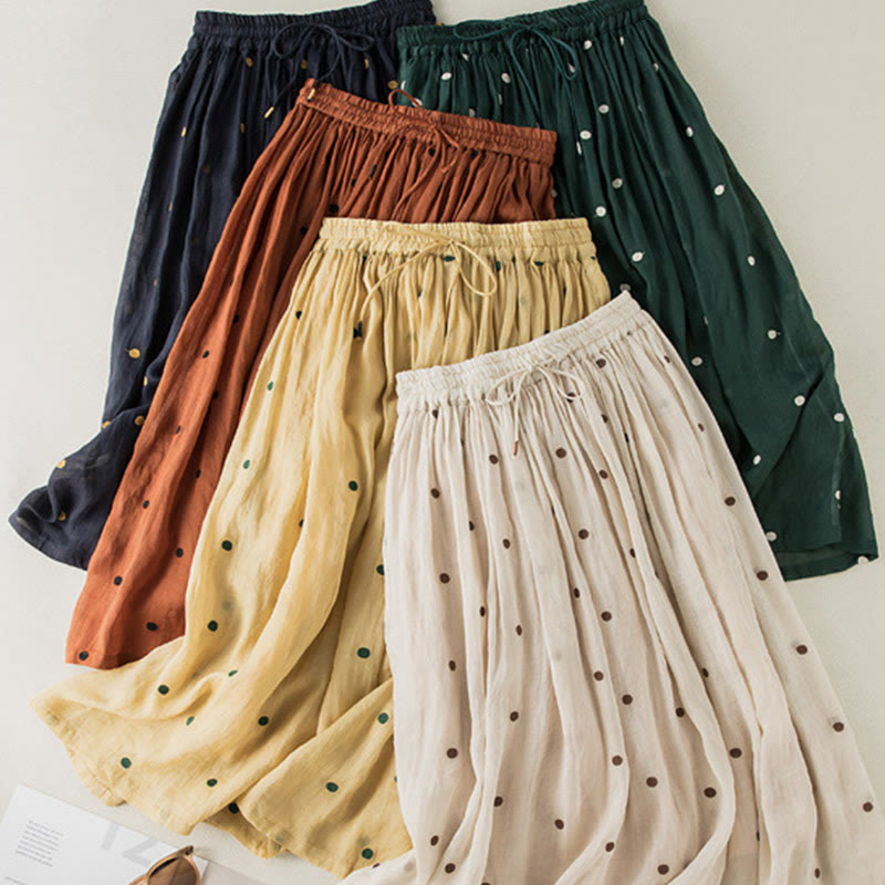 Buddha Stones Künstlerischer Vintage-Punktmuster-Faltenrock für Damen - image 30