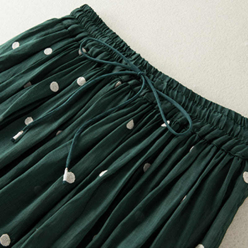 Buddha Stones Künstlerischer Vintage-Punktmuster-Faltenrock für Damen - image 10