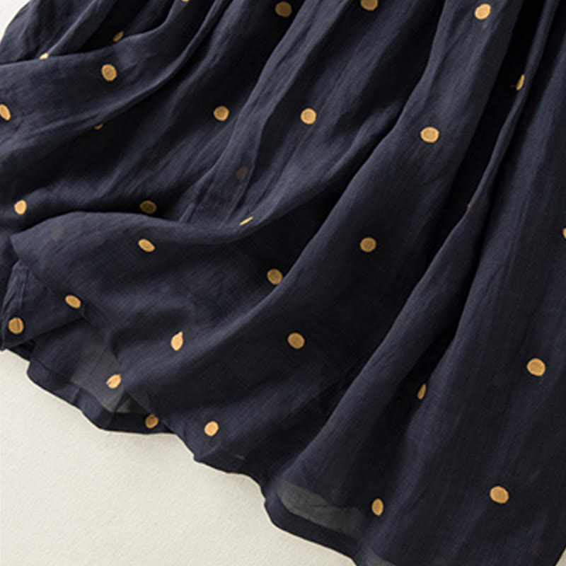 Buddha Stones Künstlerischer Vintage-Punktmuster-Faltenrock für Damen - image 20