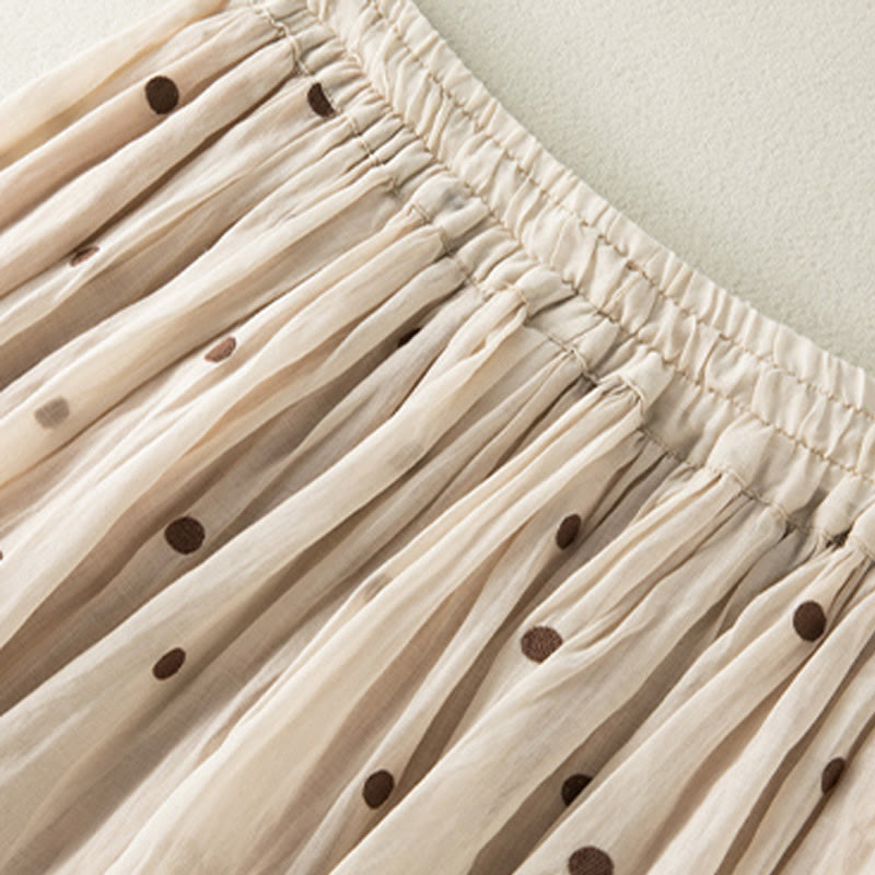 Buddha Stones Künstlerischer Vintage-Punktmuster-Faltenrock für Damen - image 4