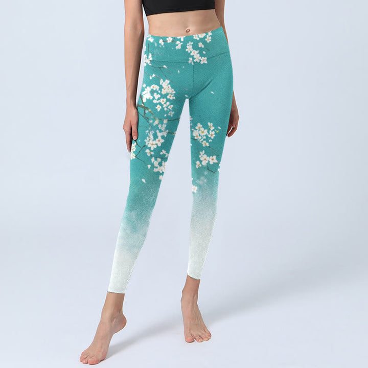 Buddha Stones Weiße Birnenblüten Print Gym Leggings Damen Yogahose - image 6