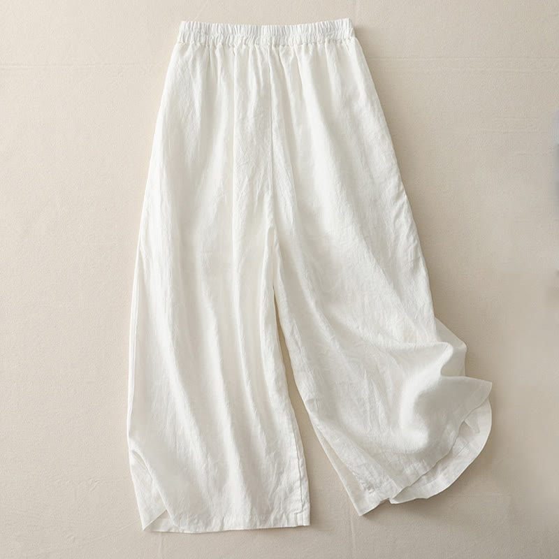 Buddha Stones Lässige, schlichte Tucker-Falten, elastische Damen-Polyesterhose mit weitem Bein und Taschen - image 5