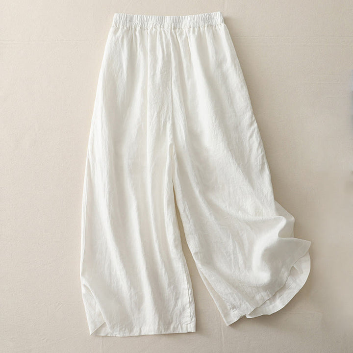 Buddha Stones Lässige, schlichte Tucker-Falten, elastische Damen-Polyesterhose mit weitem Bein und Taschen - image 5