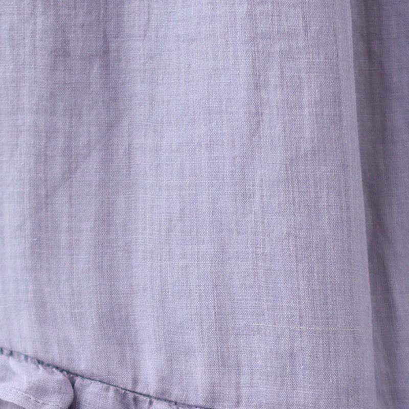 Buddha Stones Vintage Künstlerischer Reiner Farbiger Rüschendesign Unregelmäßiger Damenrock aus Baumwollleinen - image 16