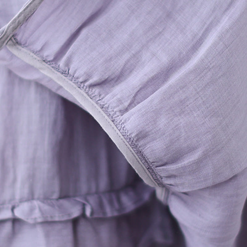 Buddha Stones Vintage Künstlerischer Reiner Farbiger Rüschendesign Unregelmäßiger Damenrock aus Baumwollleinen - image 21