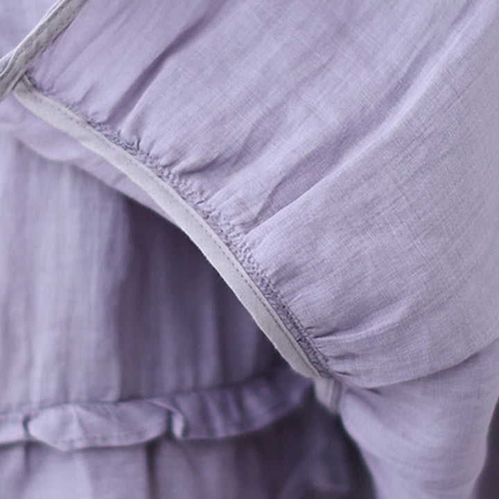 Buddha Stones Vintage Künstlerischer Reiner Farbiger Rüschendesign Unregelmäßiger Damenrock aus Baumwollleinen - image 21