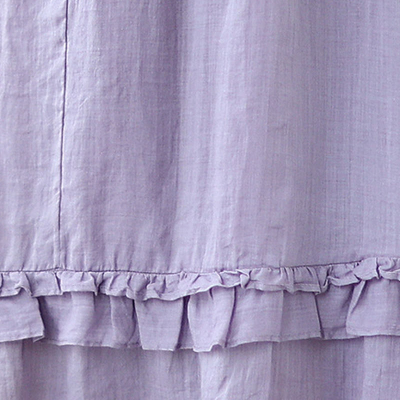 Buddha Stones Vintage Künstlerischer Reiner Farbiger Rüschendesign Unregelmäßiger Damenrock aus Baumwollleinen - image 20