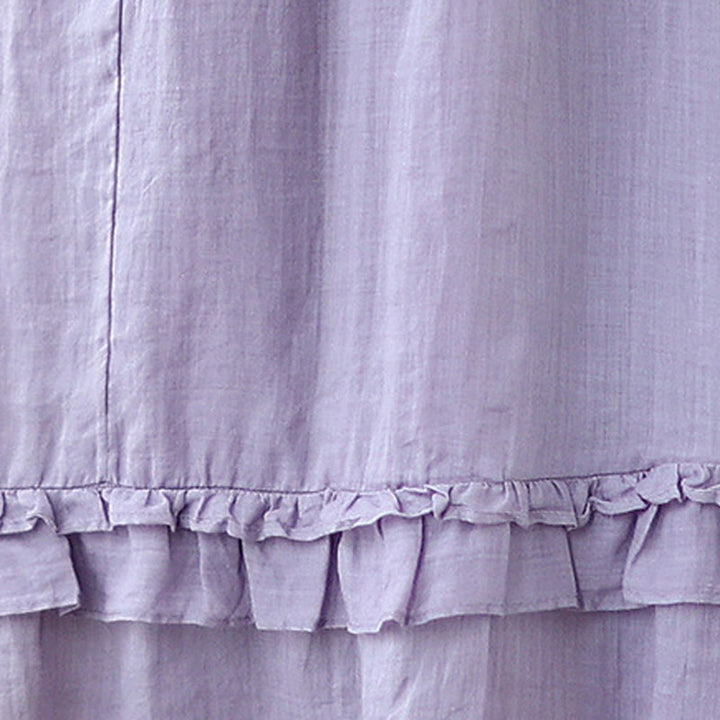 Buddha Stones Vintage Künstlerischer Reiner Farbiger Rüschendesign Unregelmäßiger Damenrock aus Baumwollleinen - image 20