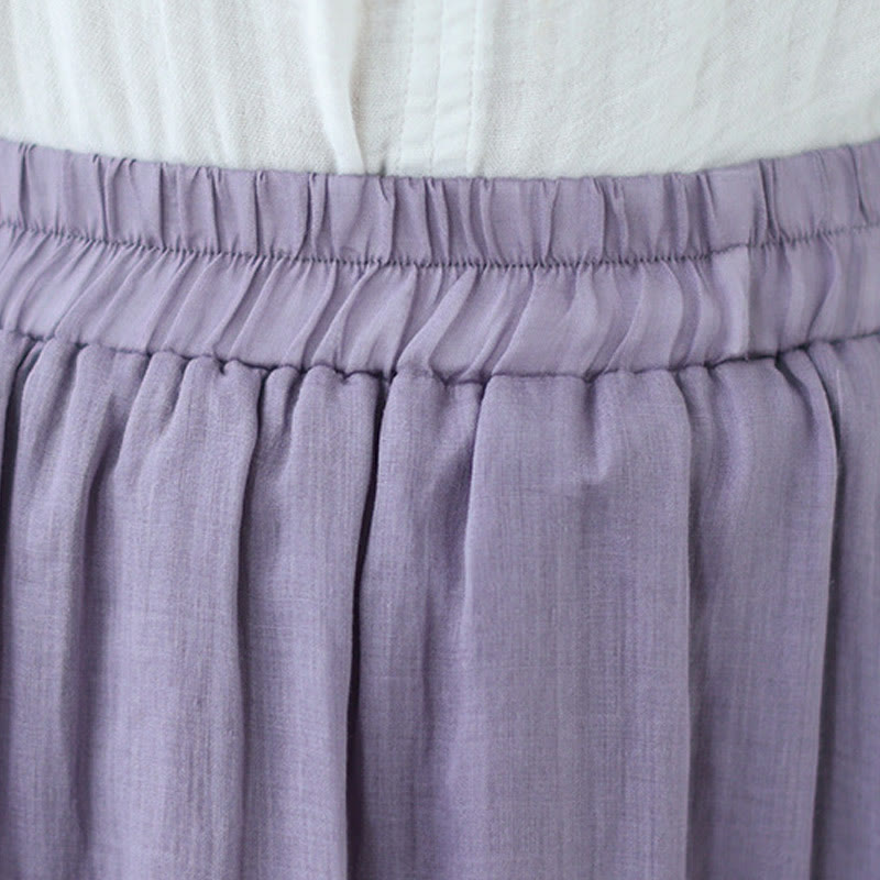 Buddha Stones Vintage Künstlerischer Reiner Farbiger Rüschendesign Unregelmäßiger Damenrock aus Baumwollleinen - image 18