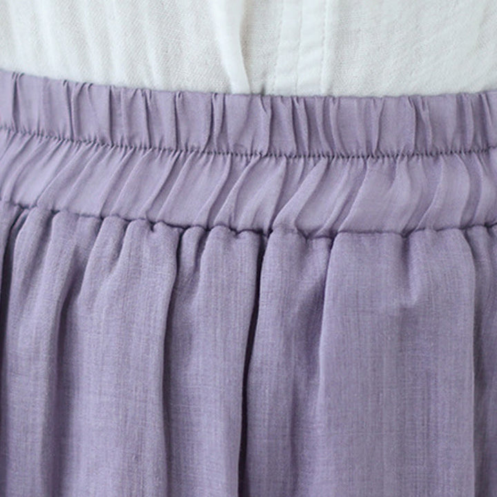 Buddha Stones Vintage Künstlerischer Reiner Farbiger Rüschendesign Unregelmäßiger Damenrock aus Baumwollleinen - image 17