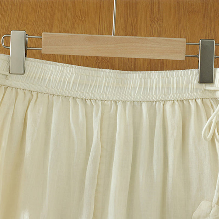 Buddha Stones Lässige, schlichte, gefütterte, elastische Damenhose aus Polyester mit weitem Bein und Taschen