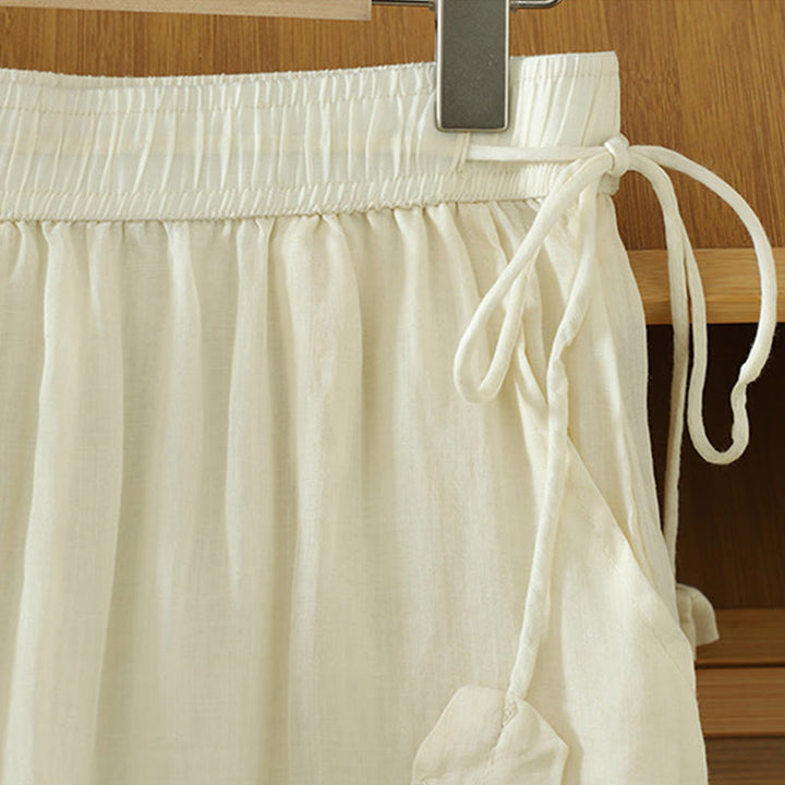 Buddha Stones Lässige, schlichte, gefütterte, elastische Damenhose aus Polyester mit weitem Bein und Taschen
