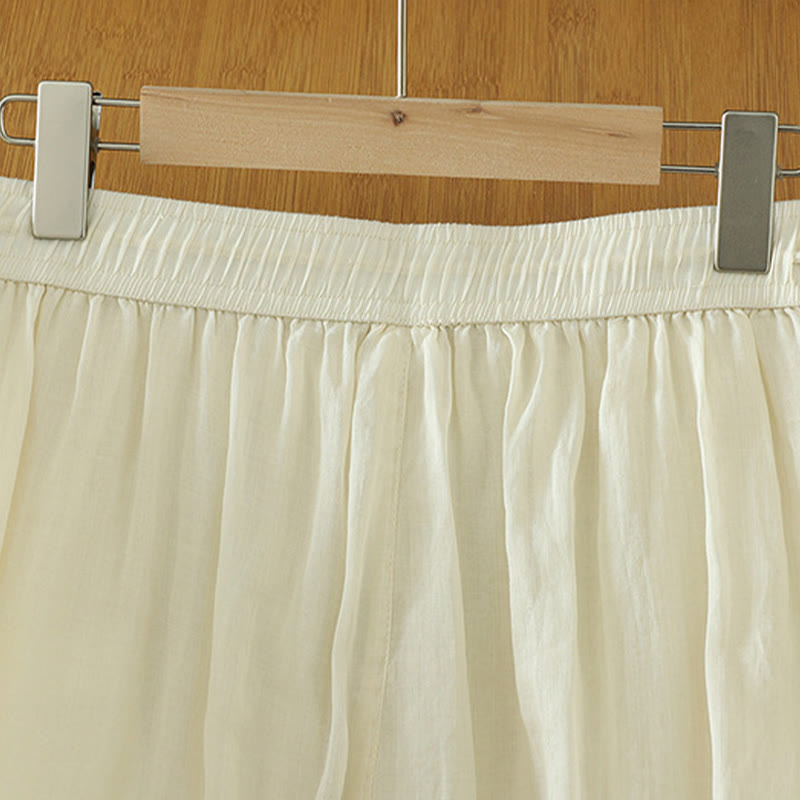 Buddha Stones Lässige, schlichte, gefütterte, elastische Damenhose aus Polyester mit weitem Bein und Taschen
