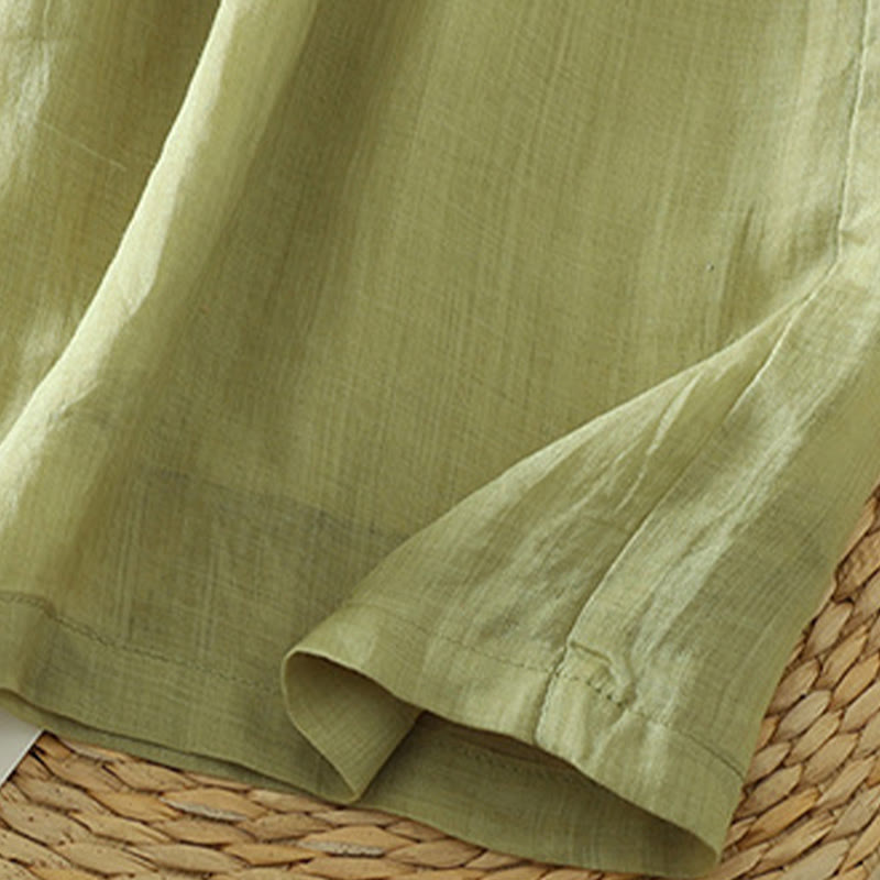 Buddha Stones Lässige, schlichte, gefütterte, elastische Damenhose aus Polyester mit weitem Bein und Taschen
