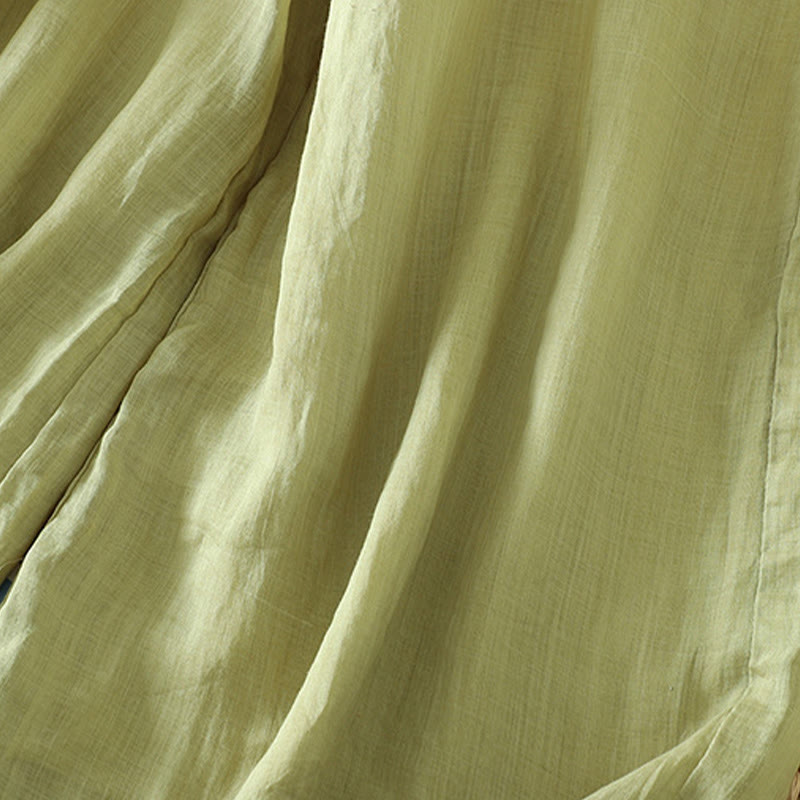 Buddha Stones Lässige, schlichte, gefütterte, elastische Damenhose aus Polyester mit weitem Bein und Taschen
