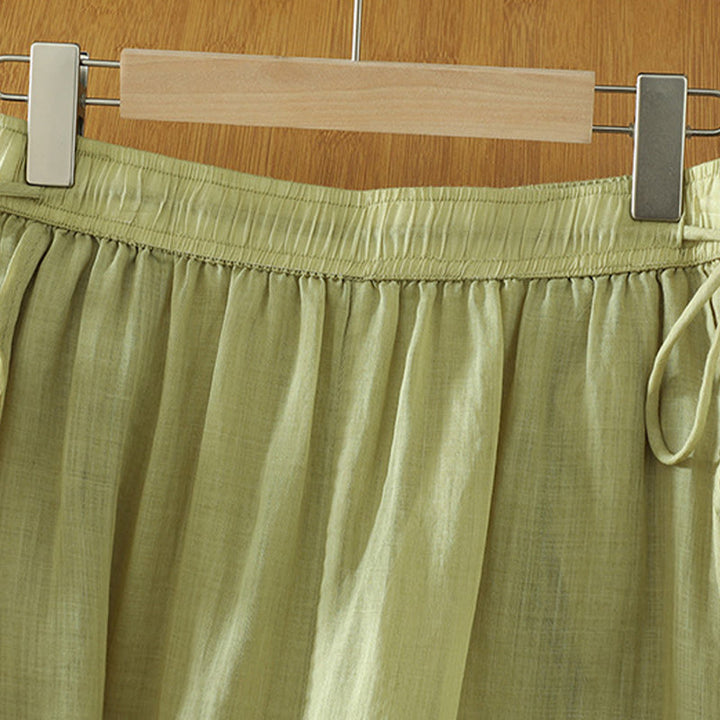 Buddha Stones Lässige, schlichte, gefütterte, elastische Damenhose aus Polyester mit weitem Bein und Taschen
