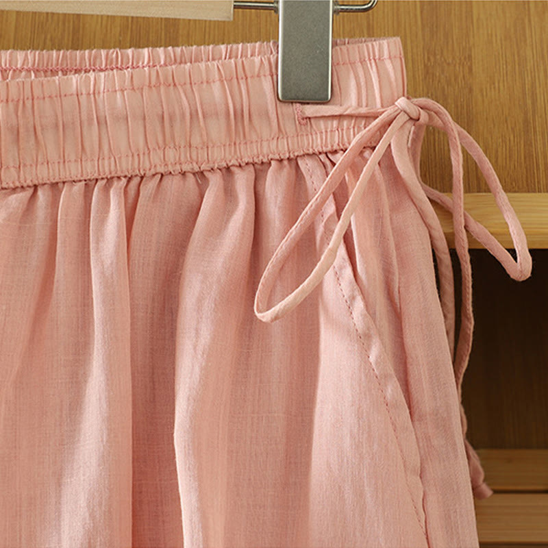 Buddha Stones Lässige, schlichte, gefütterte, elastische Damenhose aus Polyester mit weitem Bein und Taschen - image 20