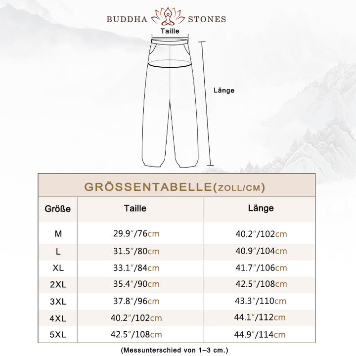 Buddha Stones Einfarbige Herrenhose aus Baumwolle mit Kordelzug und Taschen - image 3