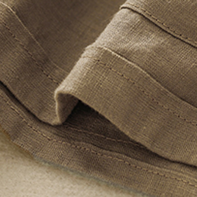 Buddha Stones Sommer Casual Plain Baumwolle Leinen Damen Elasti Gerade Shorts mit Taschen - image 2