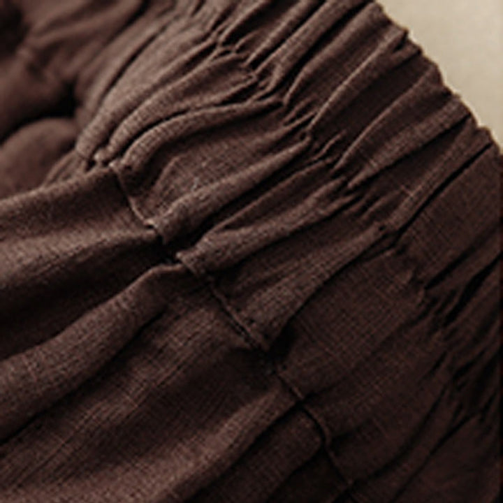 Buddha Stones Sommer Casual Plain Baumwolle Leinen Damen Elasti Gerade Shorts mit Taschen - image 8