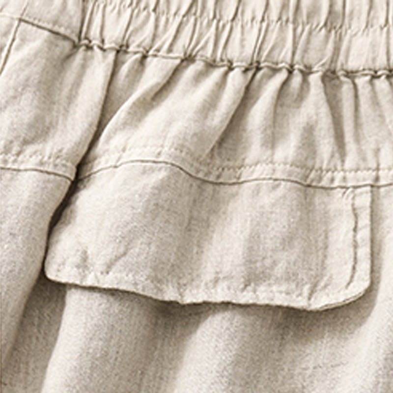 Buddha Stones Sommer Casual Plain Baumwolle Leinen Damen Elasti Gerade Shorts mit Taschen - image 20