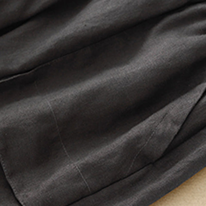 Buddha Stones Sommer Casual Plain Baumwolle Leinen Damen Elasti Gerade Shorts mit Taschen - image 25