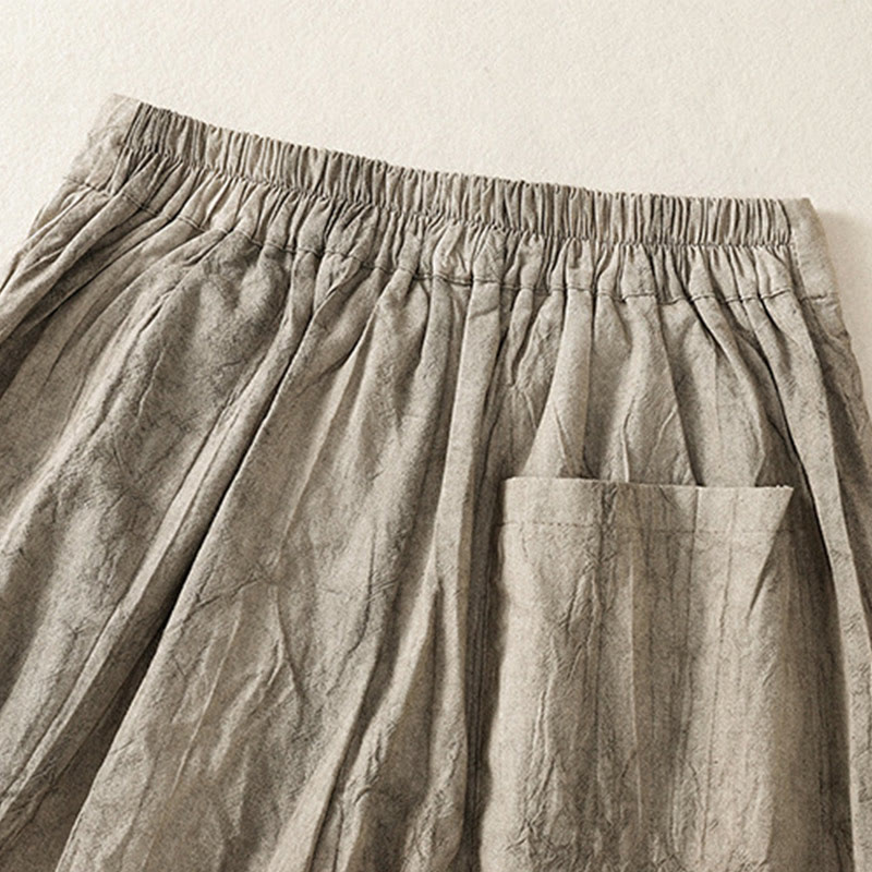 Buddha Stones Sommer Casual Tie-Dye Plain Baumwolle Damen Shorts mit Taschen