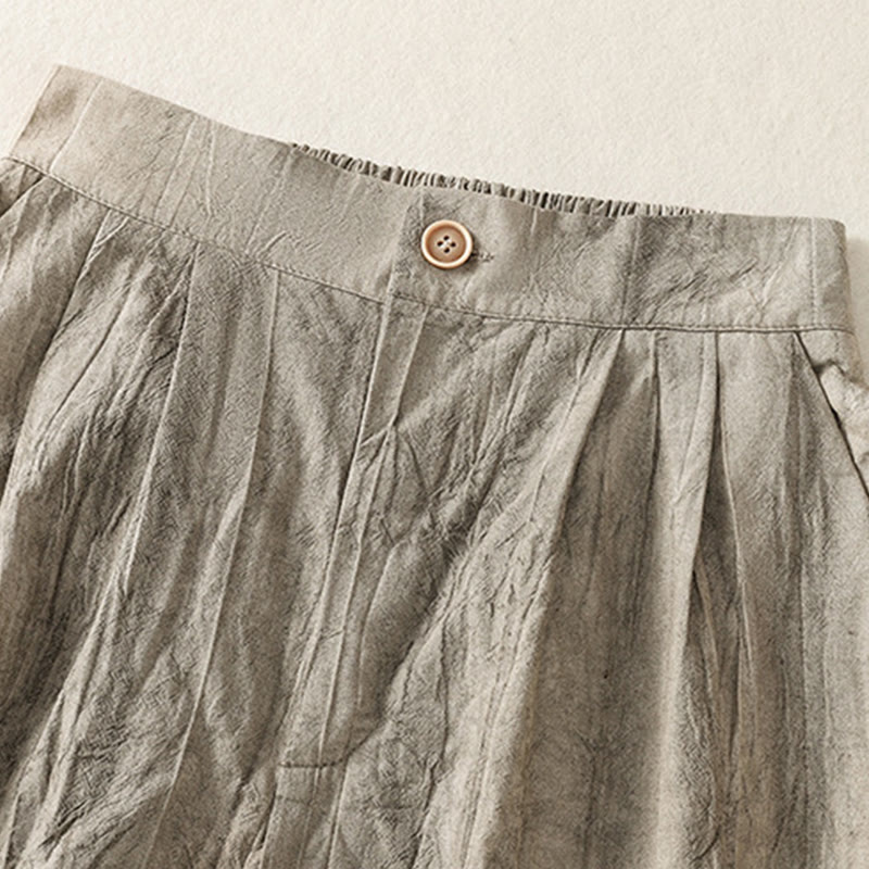 Buddha Stones Sommer Casual Tie-Dye Plain Baumwolle Damen Shorts mit Taschen