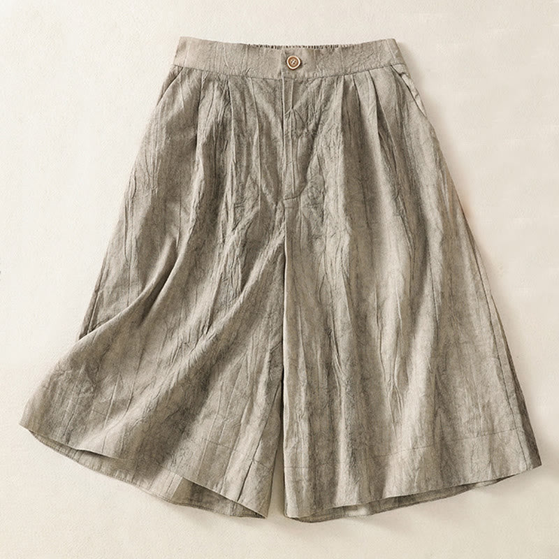 Buddha Stones Sommer Casual Tie-Dye Plain Baumwolle Damen Shorts mit Taschen