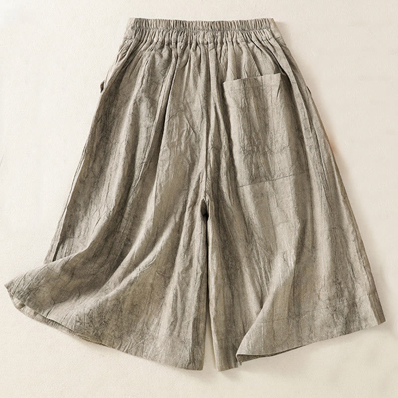 Buddha Stones Sommer Casual Tie-Dye Plain Baumwolle Damen Shorts mit Taschen